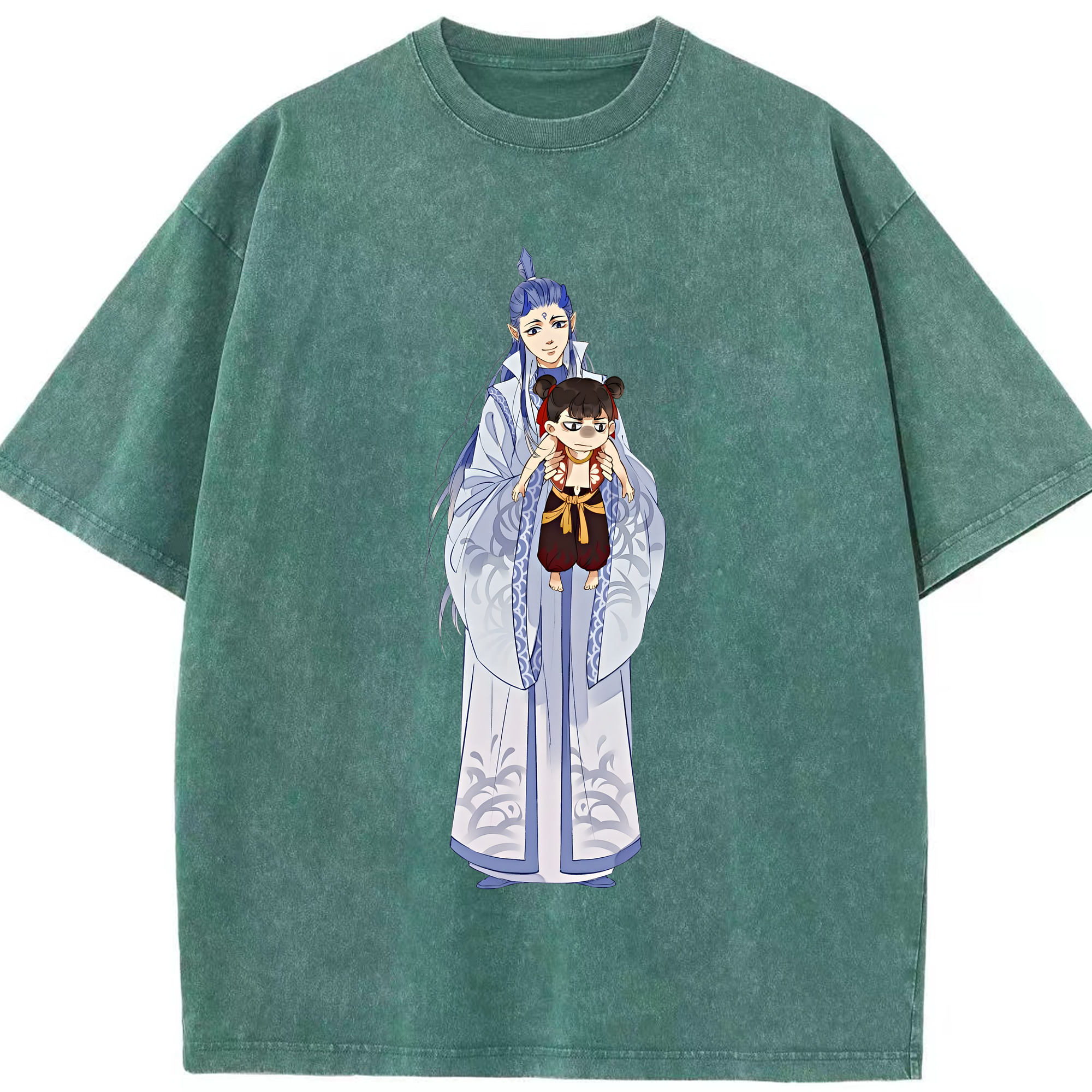 （画像用） Ne Zha 2 ナタ 魔童の大暴れ 綿100% ヴィンテージ風 半袖Tシャツ（フロントプリント）